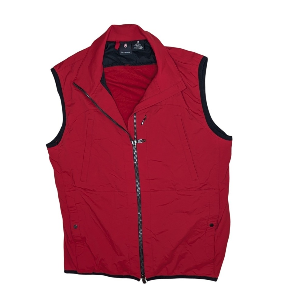 Victorinox Vest Mens Medium Red Pertex Equilibrium Stretch Full Zip Lightweight